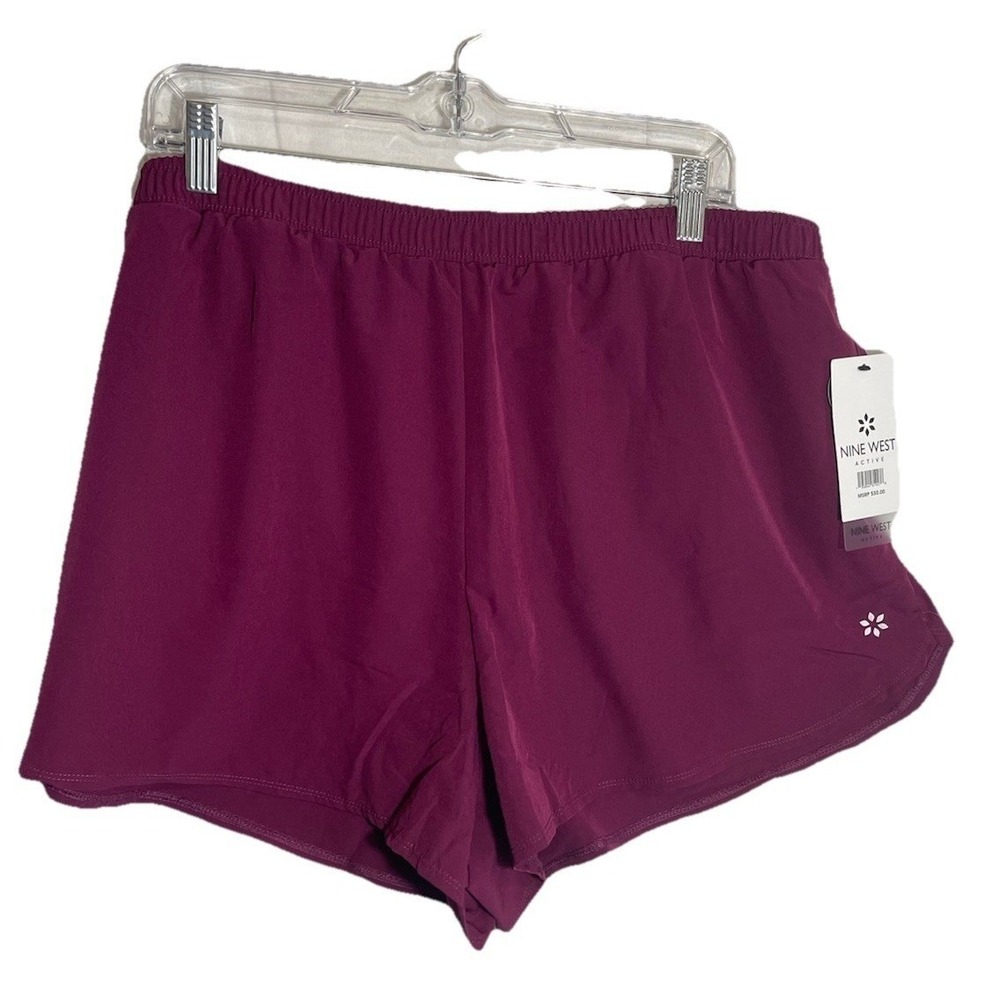 Nine West Active Women Burgundy‎ Built In Liner Athletic Shorts Size 2X